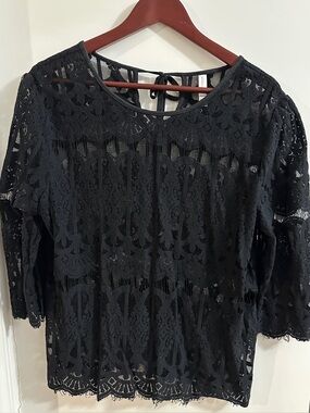 Xhilaration Black Lace Overlay Blouse